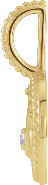 14K Gold Round Natural Blue Sapphire & Natural Diamond Zodiac Pendant - Yellow Gold - view 8