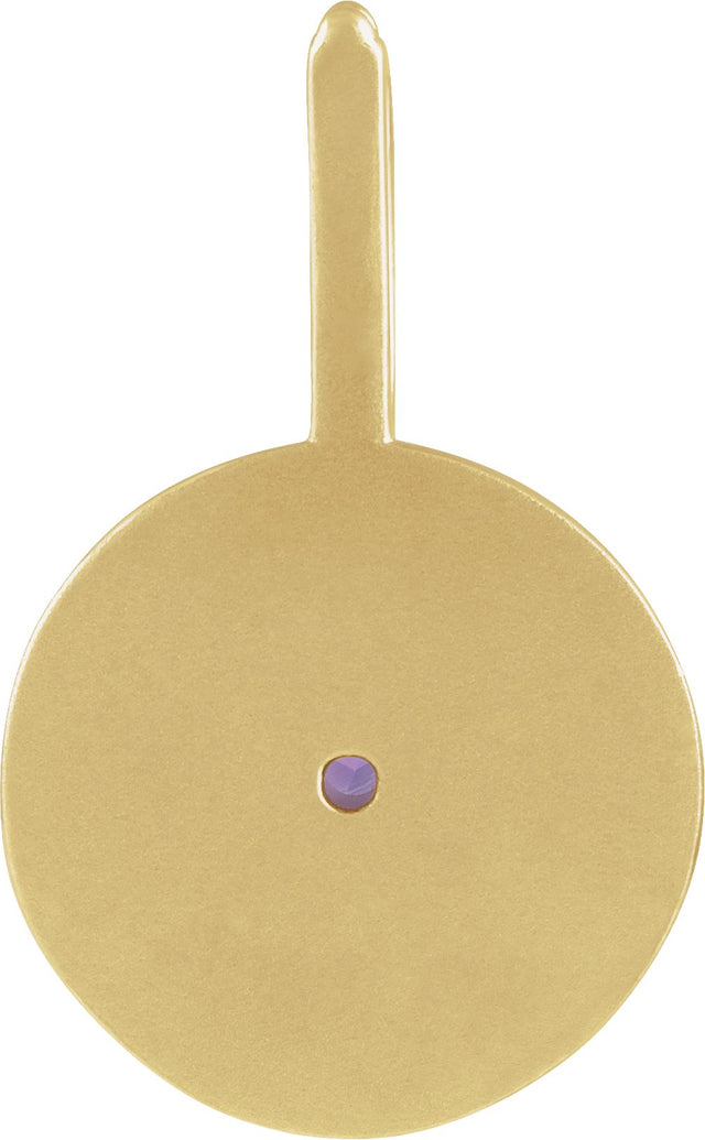 14K Gold Round Natural Amethyst & Natural Diamond Zodiac Pendant - Yellow Gold - view 9
