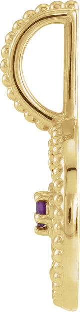 14K Gold Round Natural Amethyst & Natural Diamond Zodiac Pendant - Yellow Gold - view 8
