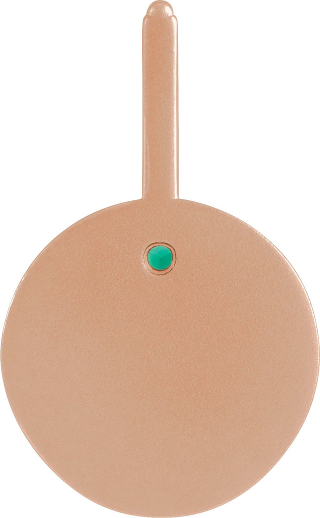 14K Gold Round Natural Emerald & Natural Diamond Zodiac Pendant - Rose Gold - view 14