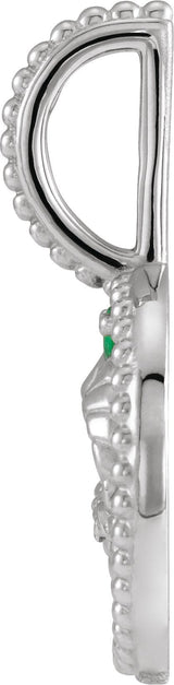 14K Gold Round Natural Emerald & Natural Diamond Zodiac Pendant - White Gold - view 8