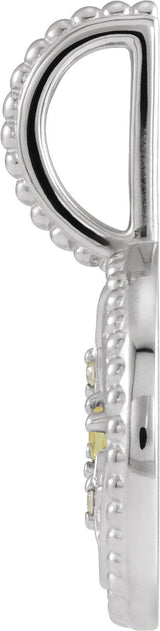 Platinum Round Natural Peridot & Natural Diamond Zodiac Pendant - view 13