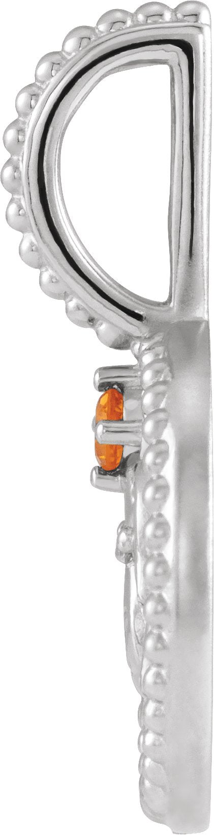 14K Gold Round Natural Citrine & Natural Diamond Zodiac Pendant - White Gold - view 8