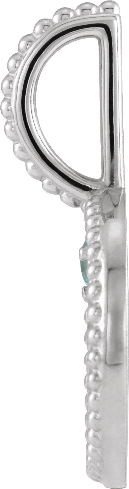 Platinum Round Natural Blue Zircon & Natural Diamond Zodiac Pendant - view 13