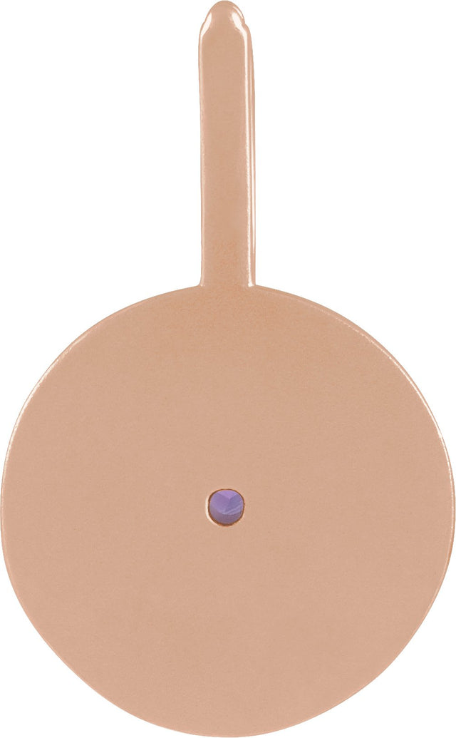 14K Gold Round Natural Amethyst & Natural Diamond Zodiac Pendant - Rose Gold - view 14