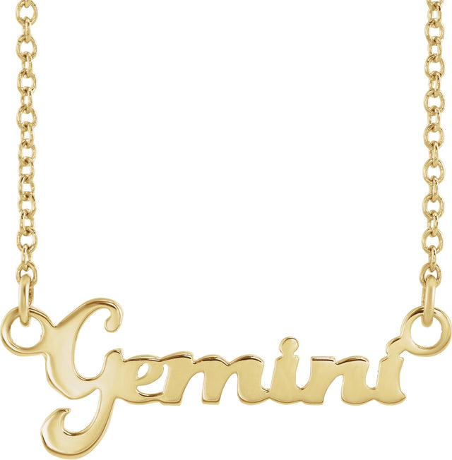 14K Gold Gemini Necklace - Yellow Gold