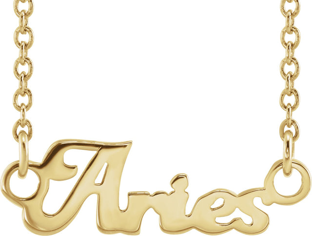 14K Gold Aries Necklace - Yellow Gold