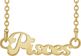 14K Gold Pisces Necklace - Yellow Gold