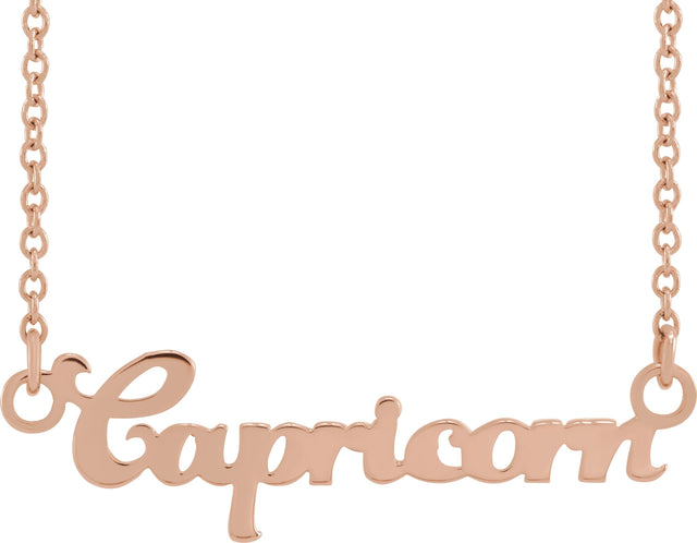 14K Gold Capricorn Necklace - Rose Gold