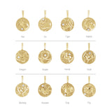 14K Gold Round Natural Diamond Accented Chinese Zodiac Pendant - Rose Gold - view 5