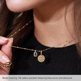 14K Gold Round Natural Rhodolite Garnet & Natural Diamond Zodiac Pendant - Rose Gold - view 15