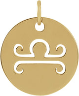 14K Gold Libra Disc Necklace or Pendant - Yellow Gold