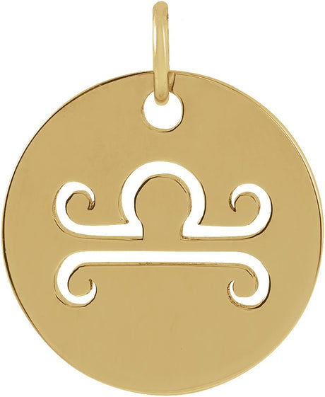 14K Gold Libra Disc Necklace or Pendant - Yellow Gold