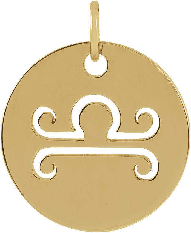 14K Gold Libra Disc Necklace or Pendant - Yellow Gold