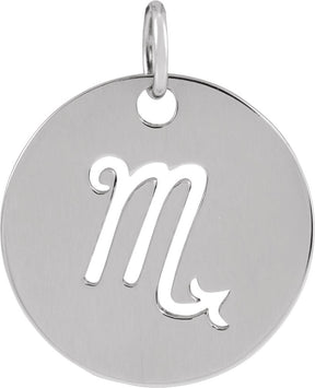 Platinum Scorpio Disc Necklace or Pendant