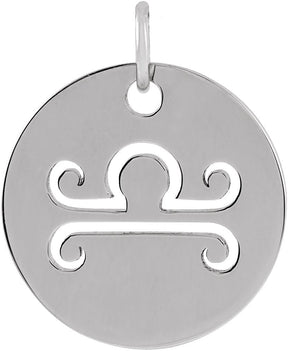 14K Gold Libra Disc Necklace or Pendant - White Gold