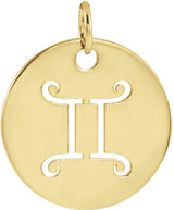 14K Gold Gemini Disc Necklace or Pendant - Yellow Gold