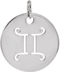 14K Gold Gemini Disc Necklace or Pendant - White Gold