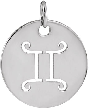 Platinum Gemini Disc Necklace or Pendant