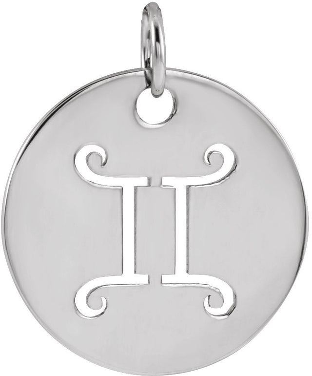 Platinum Gemini Disc Necklace or Pendant