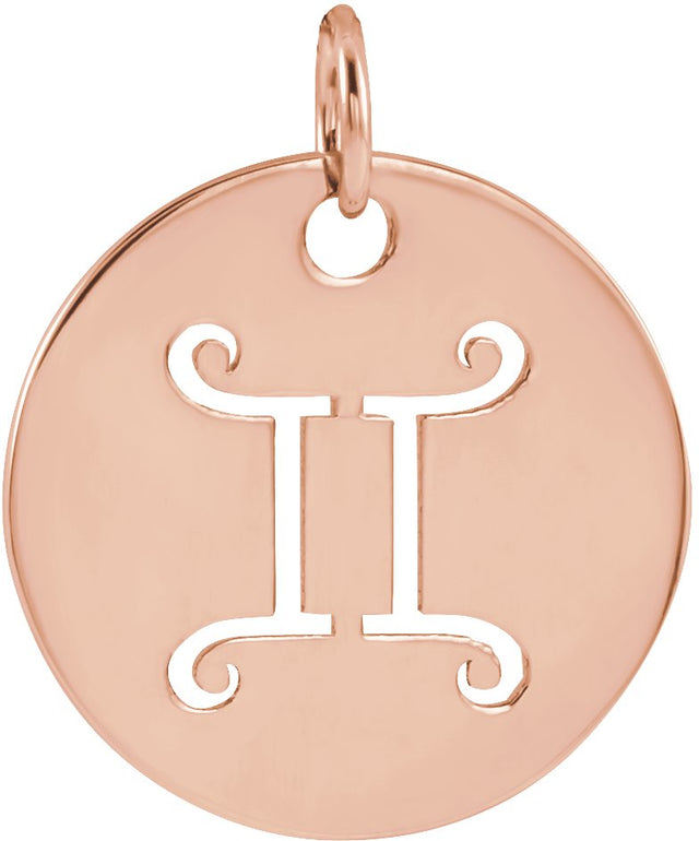 14K Gold Gemini Disc Necklace or Pendant - Rose Gold