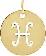 14K Gold Pisces Disc Necklace or Pendant - Yellow Gold