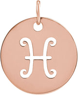 14K Gold Pisces Disc Necklace or Pendant - Rose Gold