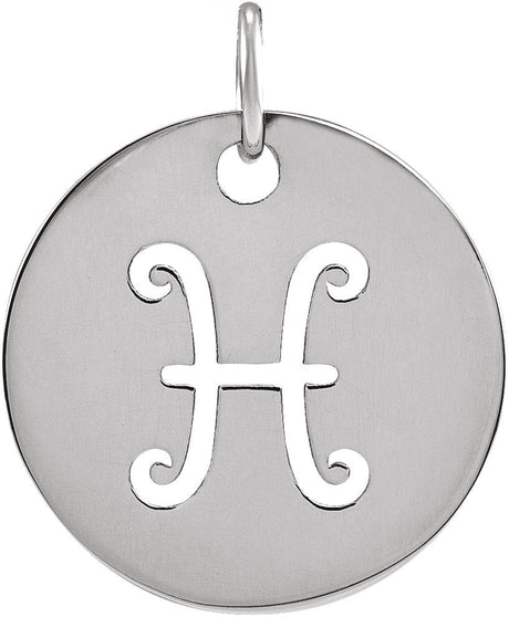 Platinum Pisces Disc Necklace or Pendant