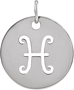 14K Gold Pisces Disc Necklace or Pendant - White Gold