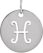 14K Gold Pisces Disc Necklace or Pendant - White Gold