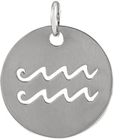 14K Gold Aquarius Disc Necklace or Pendant - White Gold