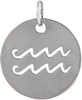 14K Gold Aquarius Disc Necklace or Pendant - White Gold