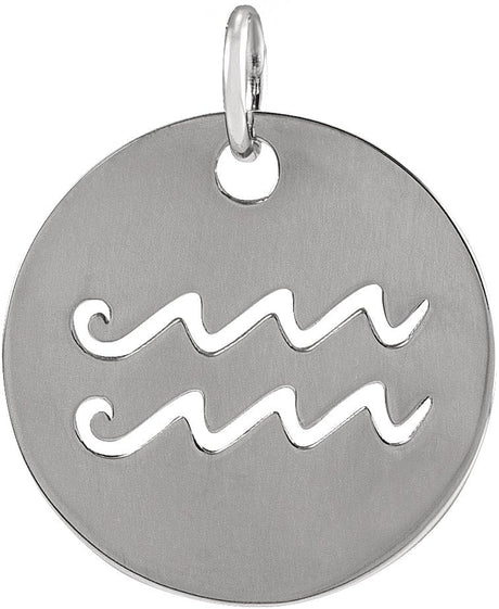 14K Gold Aquarius Disc Necklace or Pendant - White Gold