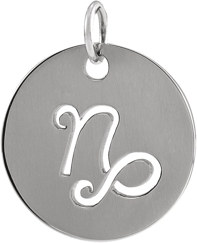 Platinum Capricorn Disc Necklace or Pendant