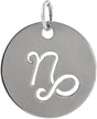 Platinum Capricorn Disc Necklace or Pendant