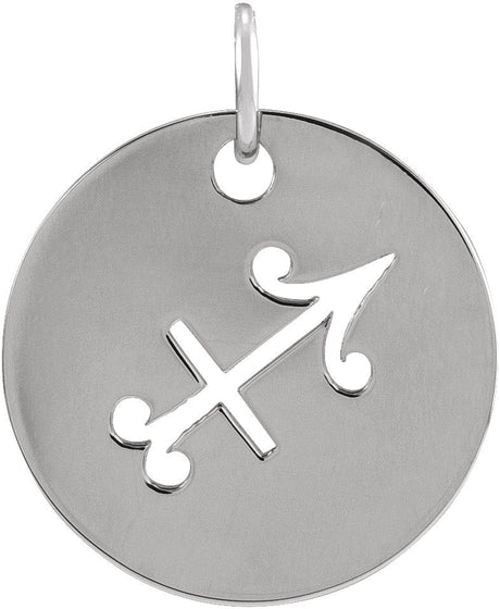 Platinum Sagittarius Disc Necklace or Pendant