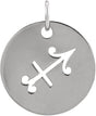 Platinum Sagittarius Disc Necklace or Pendant