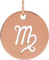 14K Gold Virgo Disc Necklace or Pendant - Rose Gold