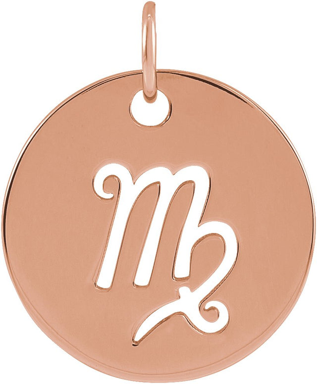14K Gold Virgo Disc Necklace or Pendant - Rose Gold