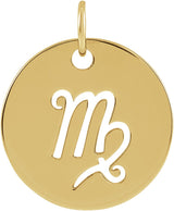 14K Gold Virgo Disc Necklace or Pendant - Yellow Gold