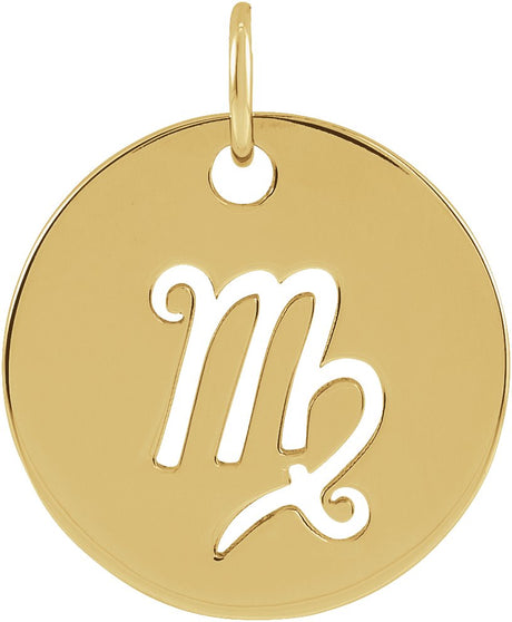 14K Gold Virgo Disc Necklace or Pendant - Yellow Gold