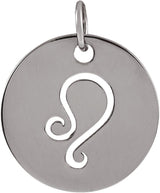 14K Gold Leo Disc Necklace or Pendant - White Gold