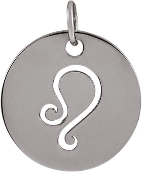 14K Gold Leo Disc Necklace or Pendant - White Gold