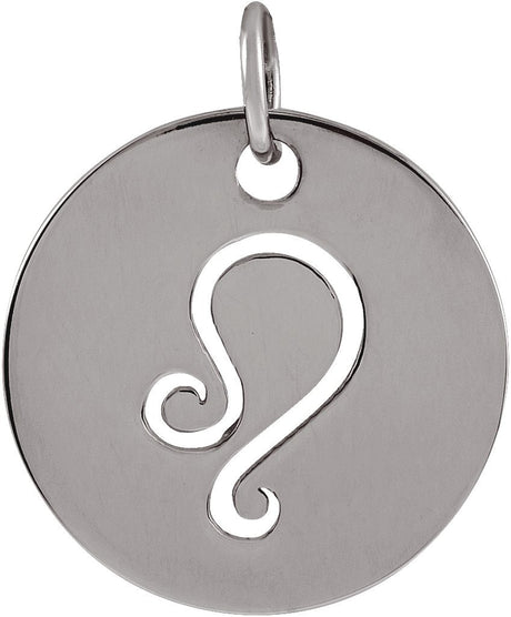 14K Gold Leo Disc Necklace or Pendant - White Gold