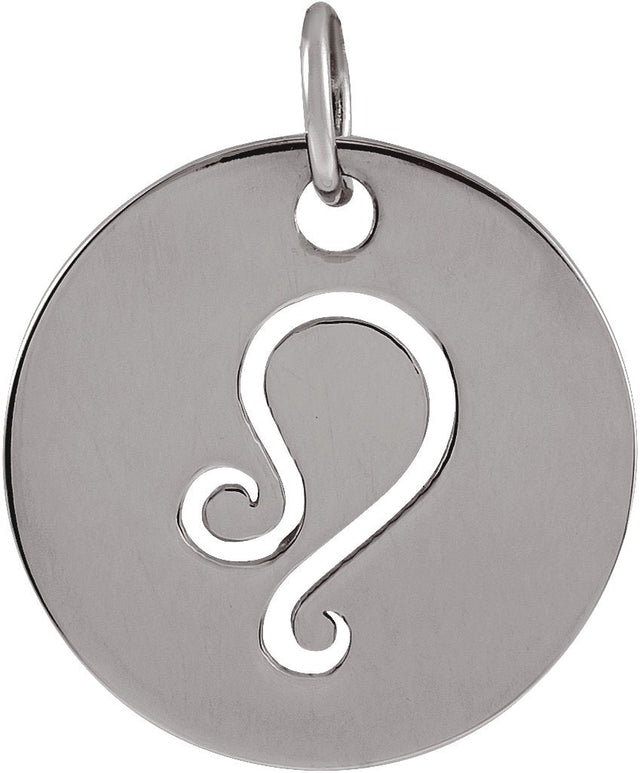 14K Gold Leo Disc Necklace or Pendant - White Gold