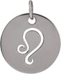 14K Gold Leo Disc Necklace or Pendant - White Gold