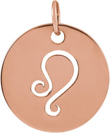 14K Gold Leo Disc Necklace or Pendant - Rose Gold