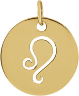 14K Gold Leo Disc Necklace or Pendant - Yellow Gold