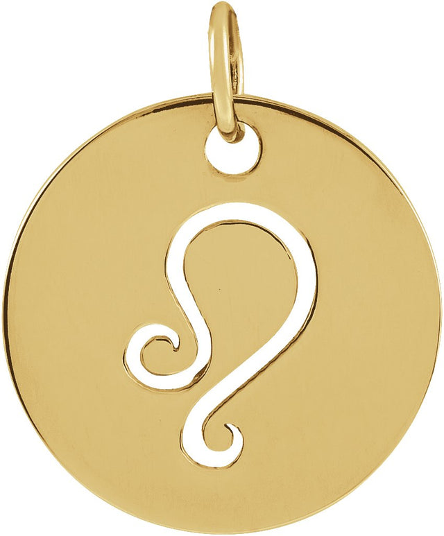 14K Gold Leo Disc Necklace or Pendant - Yellow Gold