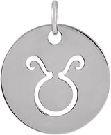 Platinum Taurus Disc Necklace or Pendant